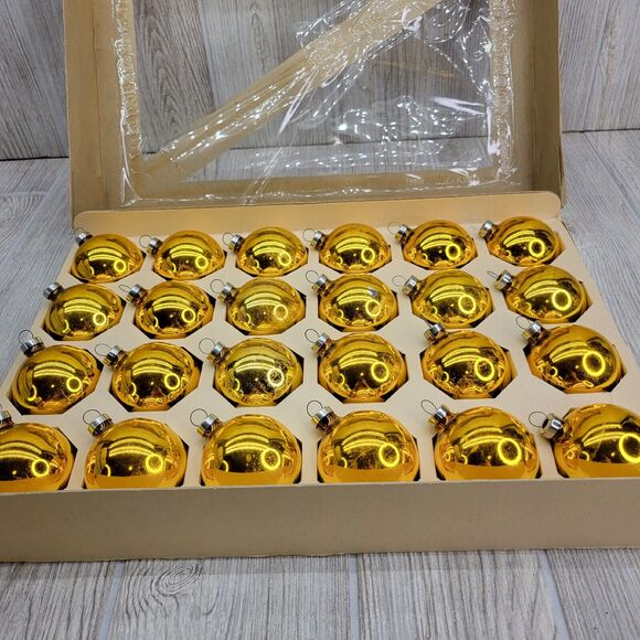 Vintage Gold Woolworth Woolco Glass Ornaments Bulbs 24 original box USA 2.25"‎ - Picture 7 of 11